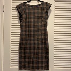 Vintage style houndstooth pattern midi dress